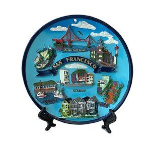 San Francisco Plate 3D Wall Hanging Decor Cable Car Golden‎ Gate Bridge Souvenir